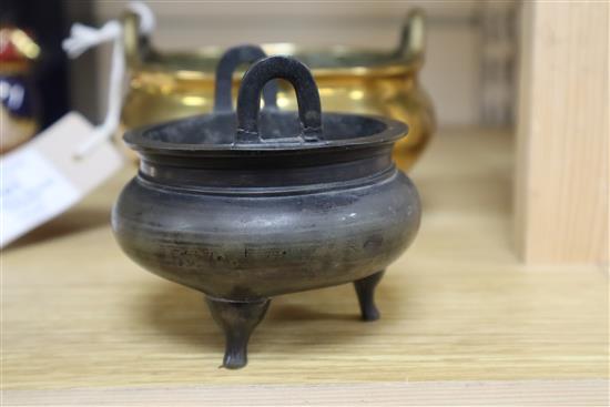 Two Chinese bronze tripod censers